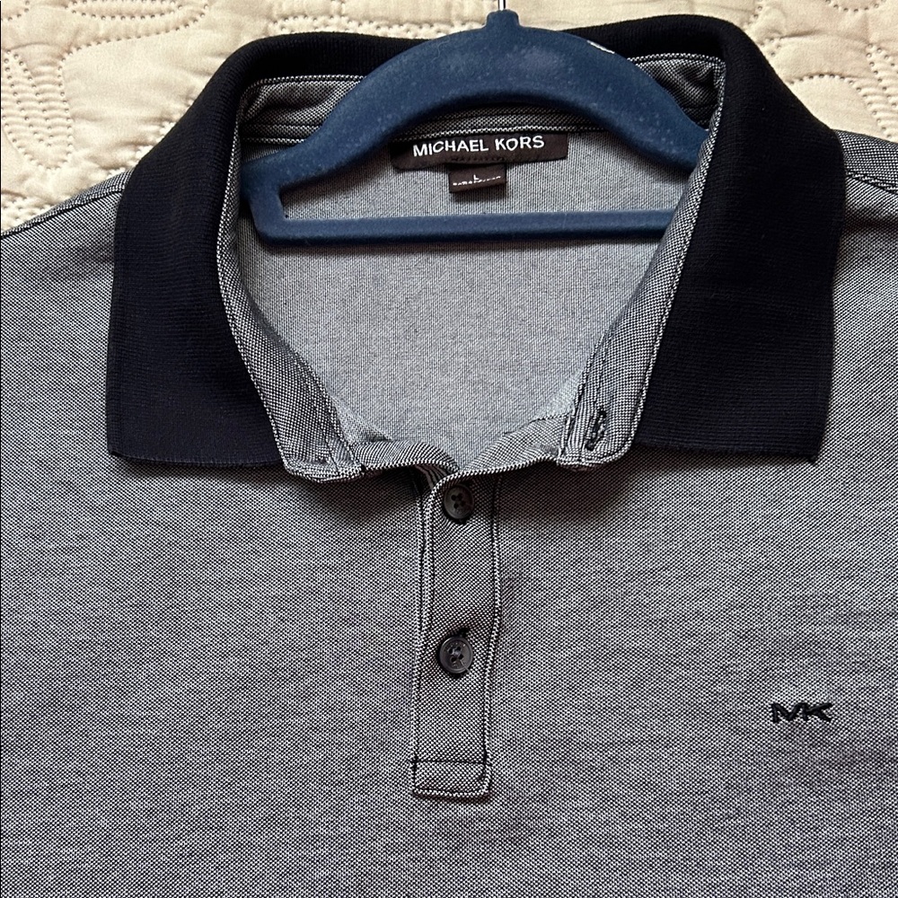 Michael Kors Black and Gray Polo Shirt for Men